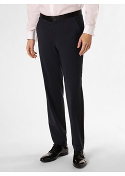 BOSS Męskie spodnie od garnituru modułowego Mężczyźni Regular Fit wełna ze strzyży granatowy jednolity ze sklepu vangraaf w kategorii Spodnie męskie - zdjęcie 149003691