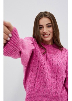 Sweter w warkoczowy splot w kolorze różu 3928, Kolor różowy, Rozmiar M, Moodo ze sklepu Primodo w kategorii Swetry damskie - zdjęcie 149013432