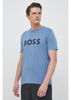 BOSS t-shirt bawełniany BOSS CASUAL kolor niebieski z nadrukiem ze sklepu ANSWEAR.com w kategorii T-shirty męskie - zdjęcie 149038810