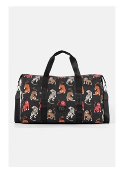 Tekstylna torba podróżna Nobo z printem w tygrysy, czarna ze sklepu NOBOBAGS.COM w kategorii Torby podróżne - zdjęcie 149085041