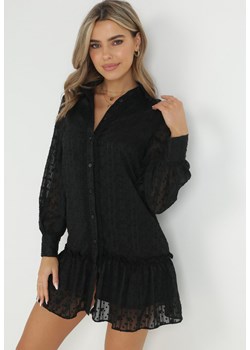 Czarna Koszulowa Sukienka z Metaliczną Nitką Shenemi ze sklepu Born2be Odzież w kategorii Sukienki - zdjęcie 149089813