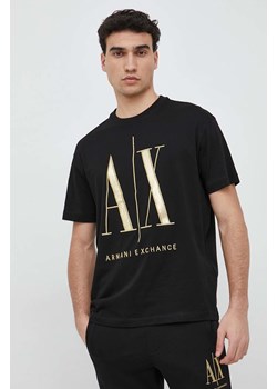 Armani Exchange t-shirt bawełniany kolor czarny z aplikacją 8NZTPQ ZJH4Z NOS ze sklepu ANSWEAR.com w kategorii T-shirty męskie - zdjęcie 149103702
