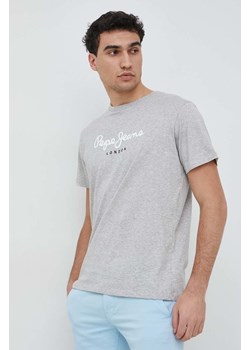 Pepe Jeans t-shirt bawełniany Eggo kolor szary z nadrukiem ze sklepu ANSWEAR.com w kategorii T-shirty męskie - zdjęcie 149159982