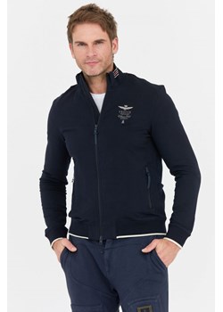 AERONAUTICA MILITARE - Granatowa rozpinana bluza męska Tricolori ze sklepu outfit.pl w kategorii Bluzy męskie - zdjęcie 149161373