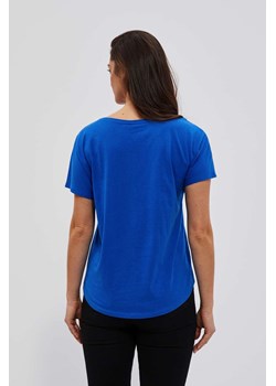 Bawełniana bluzka z napisem niebieska ze sklepu Moodo.pl w kategorii Bluzki damskie - zdjęcie 149194473
