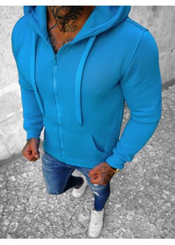 Bluza męska z kapturem rozpinana błękitna OZONEE JS/2008Z ze sklepu ozonee.pl w kategorii Bluzy męskie - zdjęcie 149206441