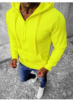 Bluza męska z kapturem rozpinana żółta-neonowa OZONEE JS/2008Z ze sklepu ozonee.pl w kategorii Bluzy męskie - zdjęcie 149217060
