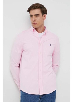 Polo Ralph Lauren koszula bawełniana męska kolor różowy regular z kołnierzykiem button-down ze sklepu ANSWEAR.com w kategorii Koszule męskie - zdjęcie 149351362
