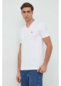 Calvin Klein Jeans t-shirt męski kolor biały gładki ze sklepu ANSWEAR.com w kategorii T-shirty męskie - zdjęcie 149351711