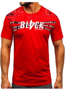 Czerwony bawełniany t-shirt męski z nadrukiem Denley 14722 ze sklepu Denley w kategorii T-shirty męskie - zdjęcie 149355571