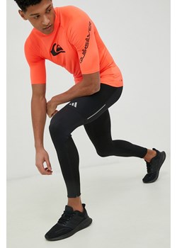 adidas Performance legginsy do biegania Saturday kolor czarny gładkie ze sklepu ANSWEAR.com w kategorii Spodnie męskie - zdjęcie 149388623