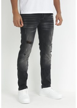 Czarne Jeansy Skinny Zdobione Przetarciami Dalida ze sklepu Born2be Odzież w kategorii Jeansy męskie - zdjęcie 149390522