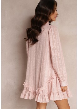 Różowa Sukienka Mini z Falbankami i Koronkowymi Wstawkami Piolini ze sklepu Renee odzież w kategorii Sukienki - zdjęcie 149390751