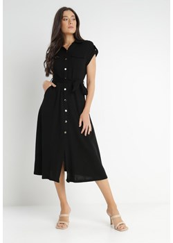 Czarna Sukienka Koszulowa Phinitrite ze sklepu Born2be Odzież w kategorii Sukienki - zdjęcie 149419874
