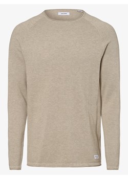 Jack & Jones Sweter męski Mężczyźni Bawełna beżowy jednolity ze sklepu vangraaf w kategorii Swetry męskie - zdjęcie 149450933