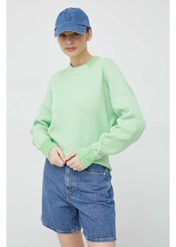 Tommy Hilfiger sweter bawełniany kolor zielony ze sklepu ANSWEAR.com w kategorii Swetry damskie - zdjęcie 149463244