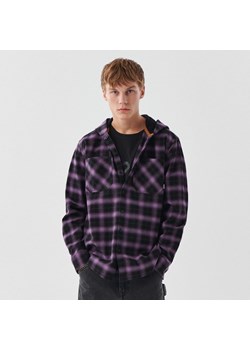 Cropp - Koszula w kratę z kapturem - Fioletowy ze sklepu Cropp w kategorii Koszule męskie - zdjęcie 149479001