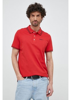 Pepe Jeans polo bawełniane Jett kolor czerwony gładki ze sklepu ANSWEAR.com w kategorii T-shirty męskie - zdjęcie 149480850