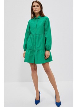 Bawełniana koszulowa sukienka damska w kolorze zielonym 4006, Kolor zielony, Rozmiar XS, Moodo ze sklepu Primodo w kategorii Sukienki - zdjęcie 149491832