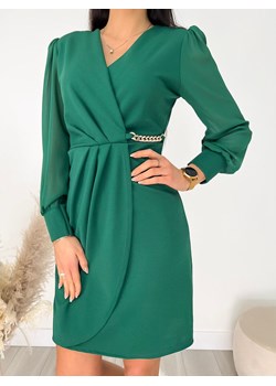 Zielona Kopertowa Sukienka z Łańcuszkiem ze sklepu ModnaKiecka.pl w kategorii Sukienki - zdjęcie 149493500