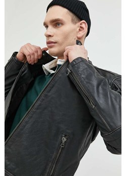 Superdry kurtka skórzana męska kolor czarny przejściowa ze sklepu ANSWEAR.com w kategorii Kurtki męskie - zdjęcie 149509644