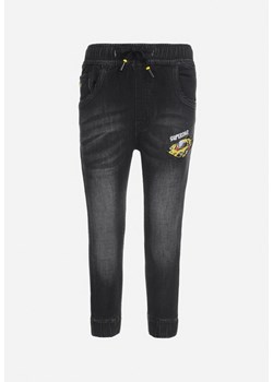 Czarne Jeansy z Gumką w Pasie i Ozdobnym Haftem Ireisa ze sklepu Born2be Odzież w kategorii Spodnie chłopięce - zdjęcie 149512833