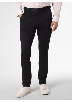 Finshley & Harding London Męskie spodnie od garnituru modułowego Mężczyźni Slim Fit granatowy marmurkowy ze sklepu vangraaf w kategorii Spodnie męskie - zdjęcie 149518124