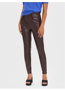 Vero Moda Spodnie z imitacji skóry Lana 10269992 Brązowy Slim Fit ze sklepu MODIVO w kategorii Spodnie damskie - zdjęcie 149606543