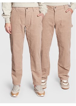 Leeves Spodnie materiałowe Unisex Corduroy Beżowy Relaxed Fit ze sklepu MODIVO w kategorii Spodnie damskie - zdjęcie 150074843