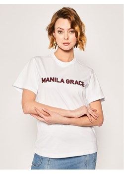 Manila Grace T-Shirt T169CU Biały Regular Fit ze sklepu MODIVO w kategorii Bluzki damskie - zdjęcie 150275263