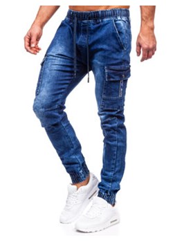 Granatowe spodnie jeansowe joggery bojówki męskie Denley TF232 ze sklepu Denley w kategorii Jeansy męskie - zdjęcie 150584370