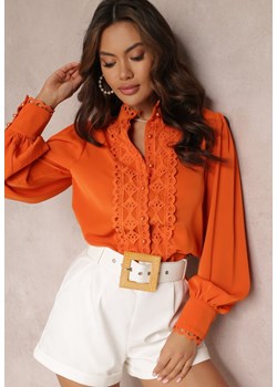 Pomarańczowa Koronkowa Koszula na Perłowe Guziki Inhis ze sklepu Renee odzież w kategorii Koszule damskie - zdjęcie 150620821