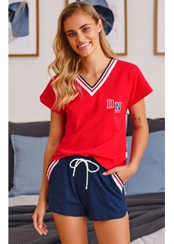 Doctor Nap Czerwona piżama z szortami w sportowym stylu PM.5117.RED, Kolor czerwono-granatowy, Rozmiar S, Doctor Nap ze sklepu Intymna w kategorii Piżamy damskie - zdjęcie 150641303