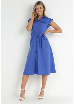 Niebieska Sukienka Koszulowa Phinitrite ze sklepu Born2be Odzież w kategorii Sukienki - zdjęcie 150643061