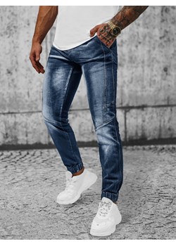 Spodnie jeansowe joggery męskie ciemno-niebieskie OZONEE NB/MP0115BS ze sklepu ozonee.pl w kategorii Jeansy męskie - zdjęcie 150646023