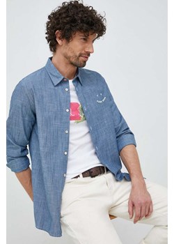 PS Paul Smith koszula bawełniana męska kolor niebieski regular z kołnierzykiem klasycznym ze sklepu ANSWEAR.com w kategorii Koszule męskie - zdjęcie 150648553