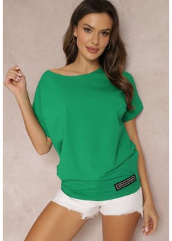 Zielony Gładki T-shirt z Krótkim Rękawem Typu Nietoperz Brynne ze sklepu Renee odzież w kategorii Bluzki damskie - zdjęcie 150665392