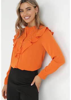 Pomarańczowa Koszula z Ozdobnym Kołnierzem z Falbaną Acitani ze sklepu Born2be Odzież w kategorii Koszule damskie - zdjęcie 150691691