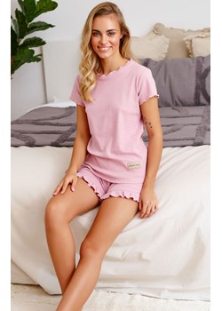 Doctor Nap Różowa piżama z prążkowanej klasycznej bawełny PM.4315.PAPAYA, Kolor różowy, Rozmiar L, Doctor Nap ze sklepu Intymna w kategorii Piżamy damskie - zdjęcie 150695054