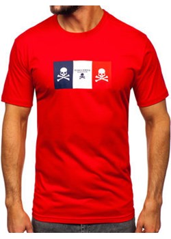 Czerwony bawełniany t-shirt męski z nadrukiem Denley 14784 ze sklepu Denley w kategorii T-shirty męskie - zdjęcie 150698333