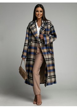 Płaszcz Coletti Check Granatowy ze sklepu Lisa Mayo w kategorii Płaszcze damskie - zdjęcie 150702674