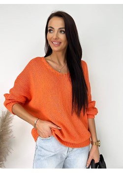 Pomarańczowy Sweterek z Dekoltem V ze sklepu ModnaKiecka.pl w kategorii Swetry damskie - zdjęcie 150705203