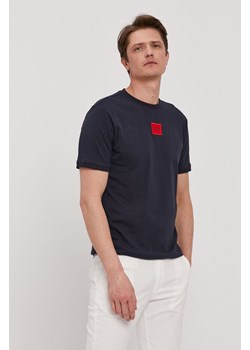 HUGO t-shirt bawełniany 50447978 kolor granatowy z nadrukiem 50447978 ze sklepu ANSWEAR.com w kategorii T-shirty męskie - zdjęcie 150708050