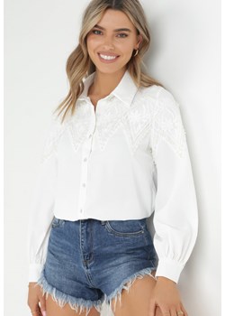 Biała Koszula z Koronkowymi Wstawkami Honne ze sklepu Born2be Odzież w kategorii Koszule damskie - zdjęcie 150720272
