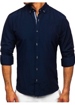 Granatowa koszula męska z długim rękawem Bolf 20717 ze sklepu Denley w kategorii Koszule męskie - zdjęcie 150776461
