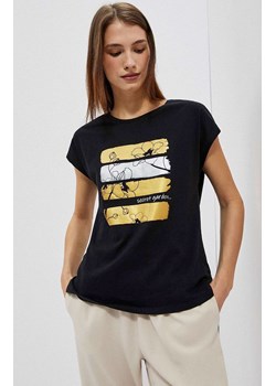 Bawełniana bluzka damska w kolorze czarnym z nadrukiem 4038, Kolor czarny, Rozmiar XS, Moodo ze sklepu Primodo w kategorii Bluzki damskie - zdjęcie 150787551