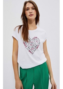 Bawełniana bluzka z nadrukiem w kształcie serca 4039, Kolor biały, Rozmiar XL, Moodo ze sklepu Primodo w kategorii Bluzki damskie - zdjęcie 150787561