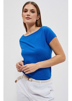 Bawełniany gładki t-shirt w kolorze niebieskim 4052, Kolor niebieski, Rozmiar XS, Moodo ze sklepu Primodo w kategorii Bluzki damskie - zdjęcie 150787571
