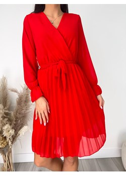 Czerwona Plisowana Sukienka z Paskiem ze sklepu ModnaKiecka.pl w kategorii Sukienki - zdjęcie 150795561