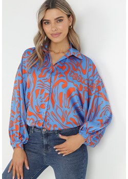 Niebieska Koszula z Szerokimi Rękawami i Kołnierzem Jenesis ze sklepu Born2be Odzież w kategorii Koszule damskie - zdjęcie 150807852